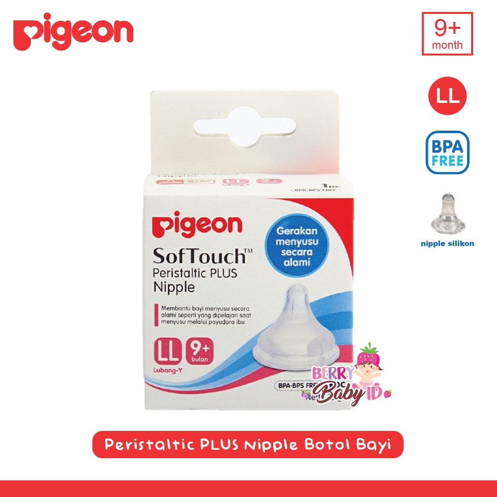 Pigeon Peristaltic Plus Wide Neck Nipple Dot Teat Botol Susu Bayi Berry Mart