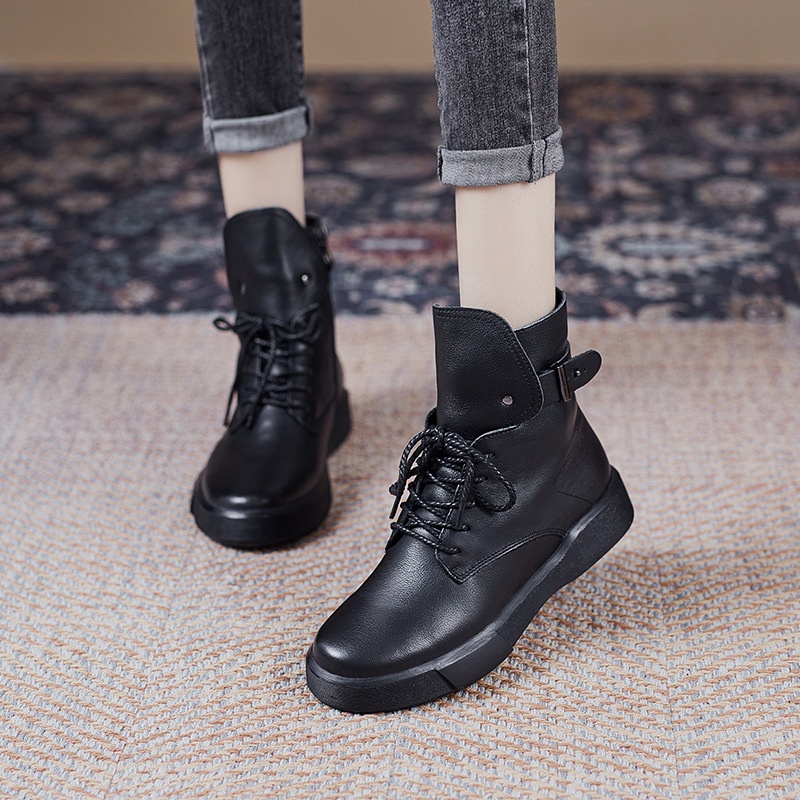 Martin Boot Cewek Wanita Lembut Bawah Kulit Martin Boots Wanita 2021  Kulit Sepatu Bersol Tebal  Ing