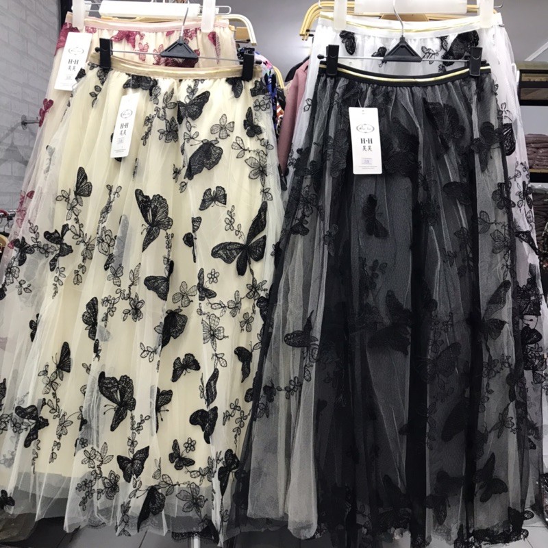 youngmoodis korean tutu skirt rok tutu panjang bordir 3D 4 warna Import