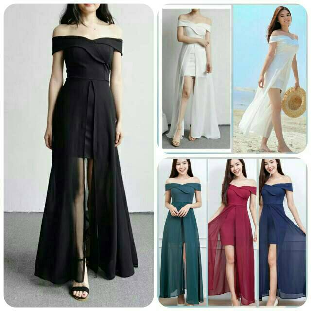 Dress BIG SALE REDY LAGI 0288 DRESS SABRINA SCUBA EKOR SIFON (O8M4) Dress Wanita Fashion Muslim Dres