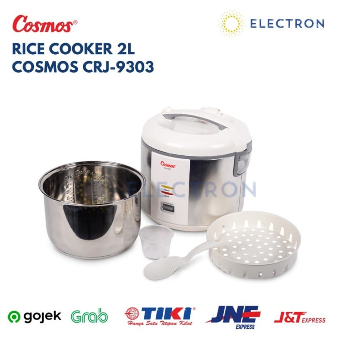 MAGIC COM RICE COOKER COSMOS CRJ 9308 9303 PANCI DAN BODY STAINLESS STEEL ANTI GORES AWET GARANSI RESMI