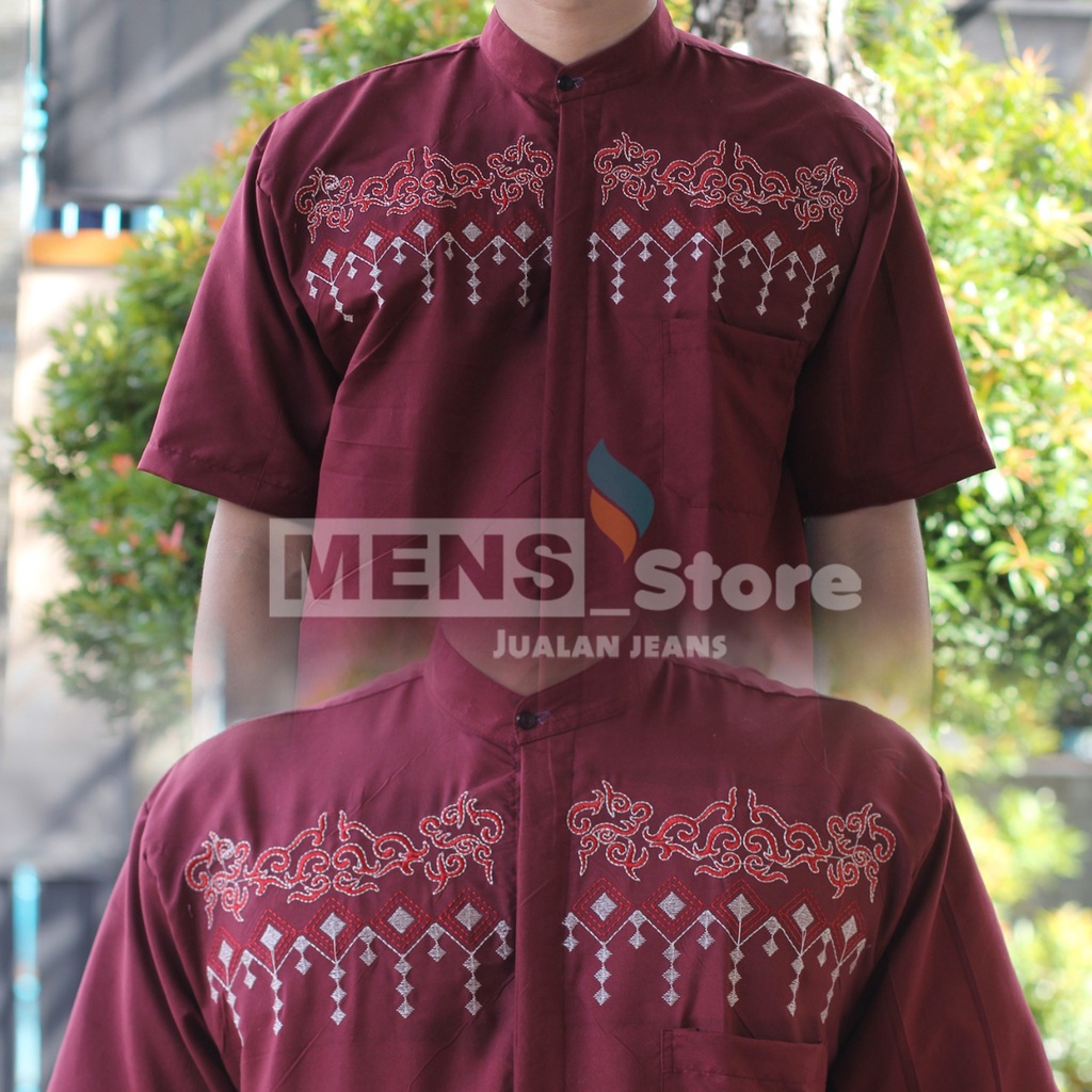 Grosir Baju koko murah/koko lengan pendek-maroon (KATUN T)