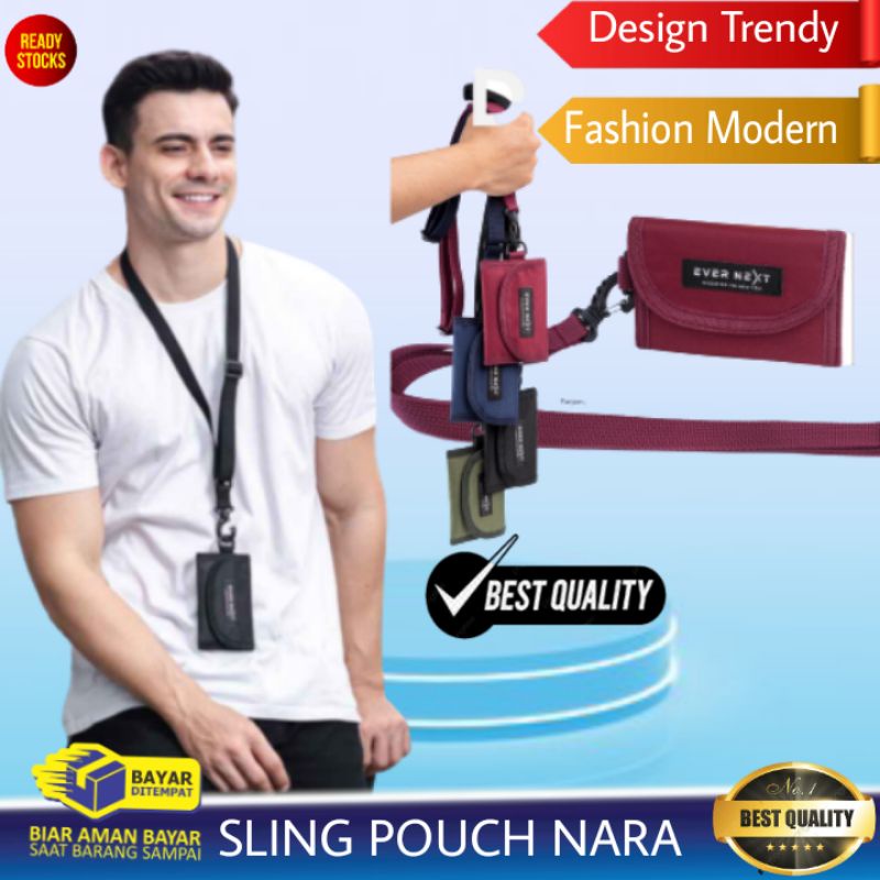 Gantung leher Tas Kecil Dompet lipat Pria Distro Terbaru  Sling pouch Dompet kartu / Tas Gantung hp 