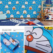 Wallpaper Dinding Stiker Dekorasi Tembok Motif Kartun Kepala Doraemon ratudinding 0,45x5 WPSDORAHEAD