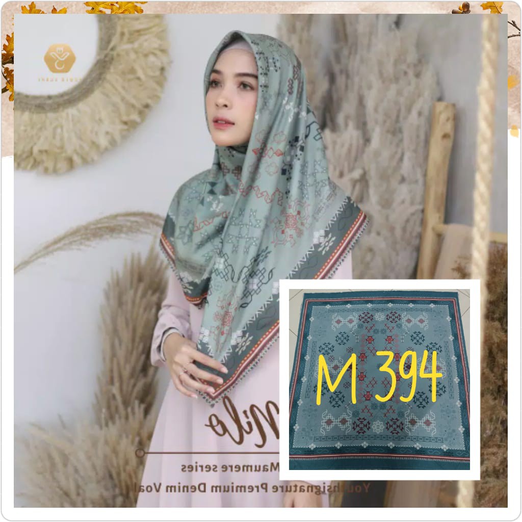 BEST SELLER !!  Grosir Hijab,,Jilbab Segiempat Motif Terbaru, Voal Square LasserCut Premium Printing-M 394