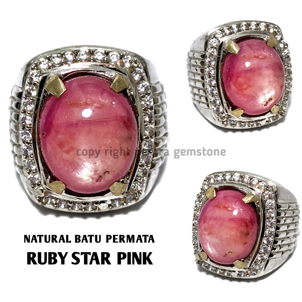 Natural Batu Akik Permata Ruby Star Pink Corundum Ring Alphaka RSPC01