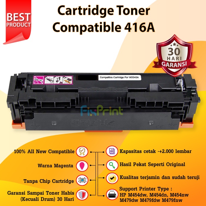 Cartridge Toner Compatible HP 416A 416a W2040A W2041A W2042A W2043A Printer M454dw M454dn M454nw