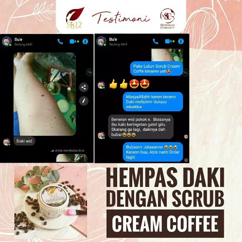 Scrub Cream Coffee SR12 Body Scrub BPOM Lulur Pemutih Badan Penghilang Daki