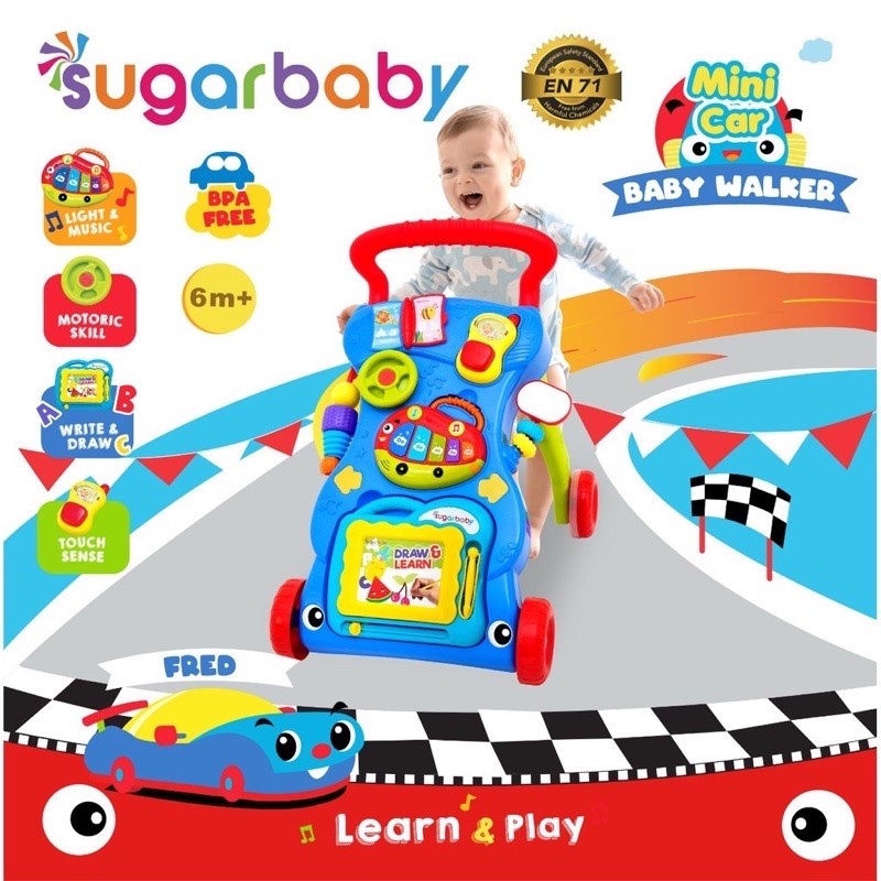 Sugar Baby Mini Car Push Walker (Baby Walker) NEW UPGRADE