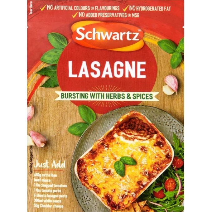 

$$$$] Schwartz Lasagne Mix 36g Bumbu Instant Saus Lasagne