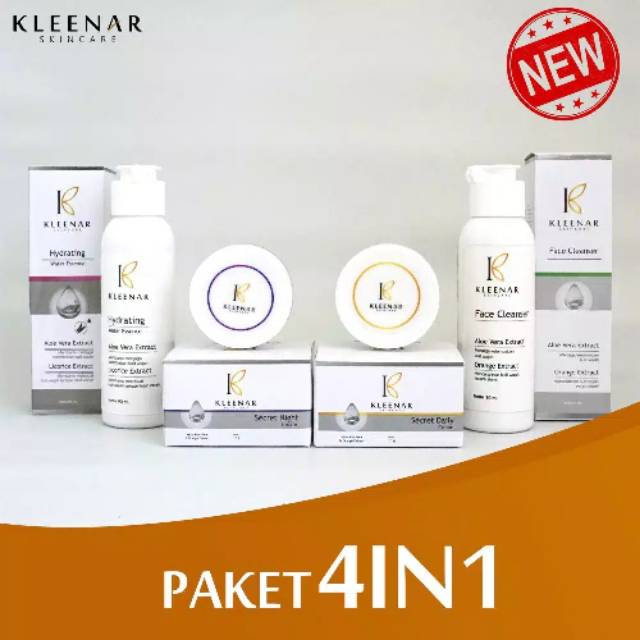 Paket KLEENAR Skincare 3in1 And 4in1 Cream Pemutih Wajah Original