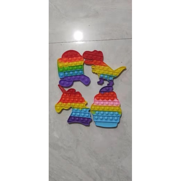 MJ-Fidget Push Pop Its Mainan Anak Toys Bubble Kids Mainan Popit Murah Rainbow Pop it Squeeze Dino-1