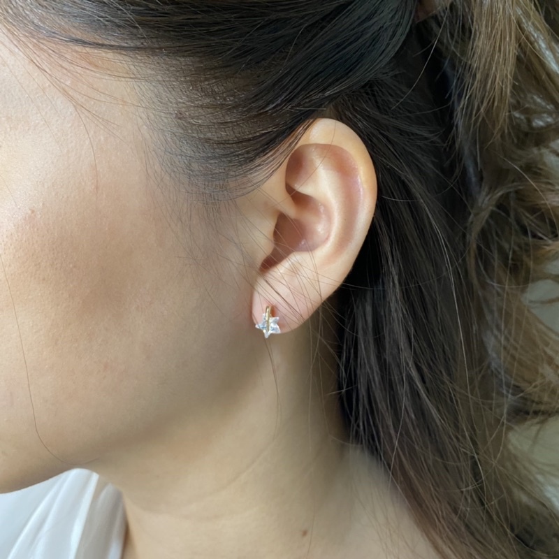 Anting Wanita Rhodium Anti Karat Bentuk Bintang dan Bulat - Aurora Rhodium Earrings