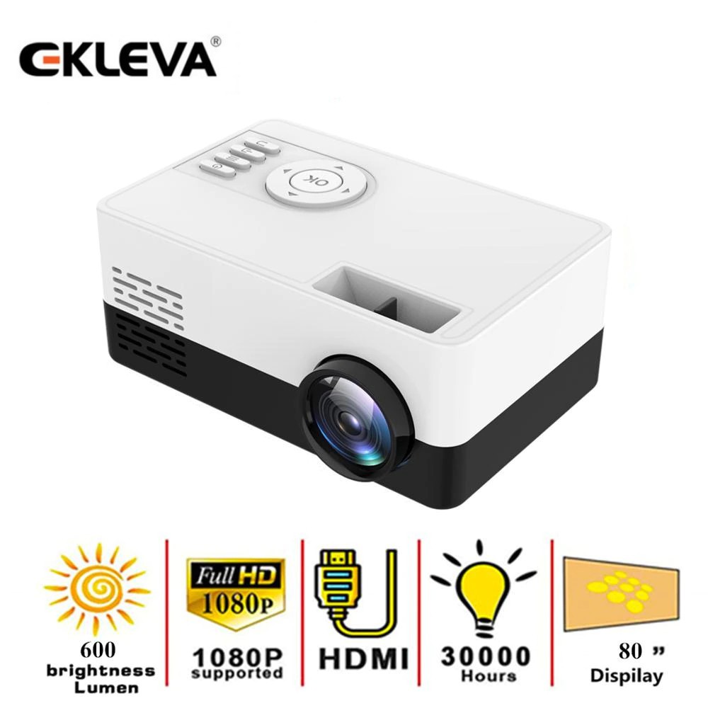 Ekleva J16 Proyektor Portabel Mini LED 320x240 Piksel Mendukung Pemutar Video Media Rumah 1080P