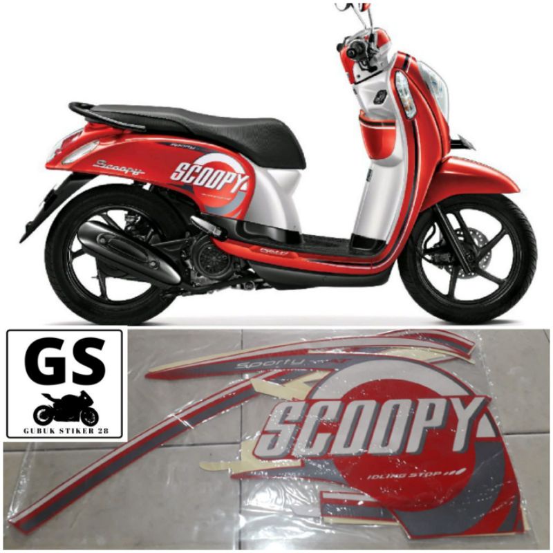 STRIPING STIKER LIS BODY MOTOR HONDA SCOOPY 2016 MERAH