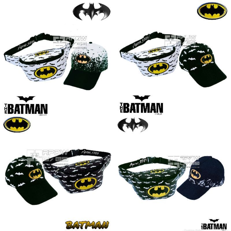 Tas Waistbag BATMAN Paket 2in1/ Tas Bahu Anak Laki laki/Free Topi Baseball anak Usia 2-10thn