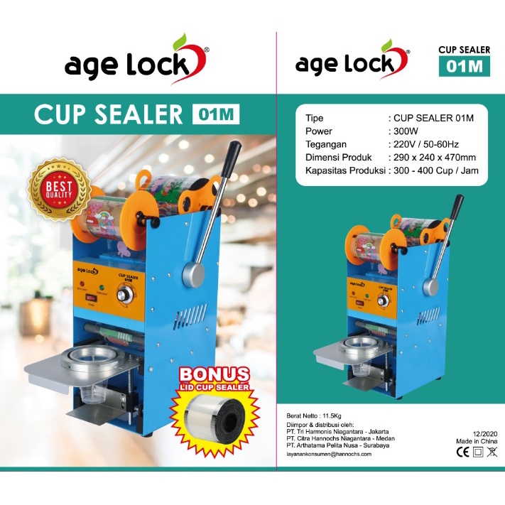 Age Lock Cup Sealer 01M Mesin Press Gelas Plastik 8-22 OZ Agelock 01-M