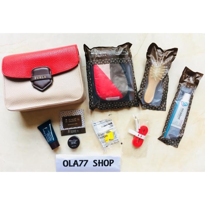 Bag Kos | Tas Amenity Pesawat Saudia Airline Furla New Edition Ready Stock Termurah