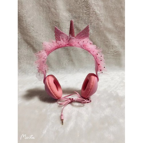 HGM-018 Headset Bando Angsa Wings Tanduk Unicorn Karakter / Headphone Kabel Kids Lucu