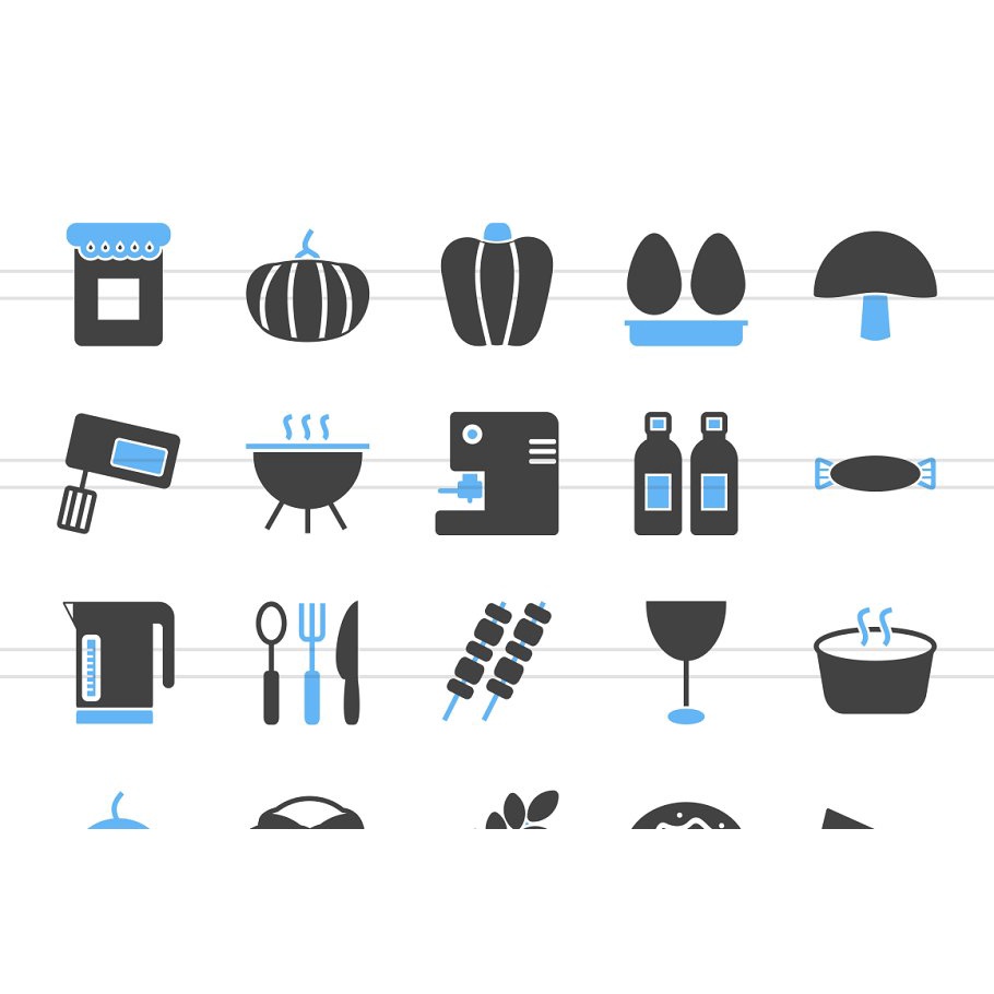 166 Restaurant Food Filled Icons - Vector Designs