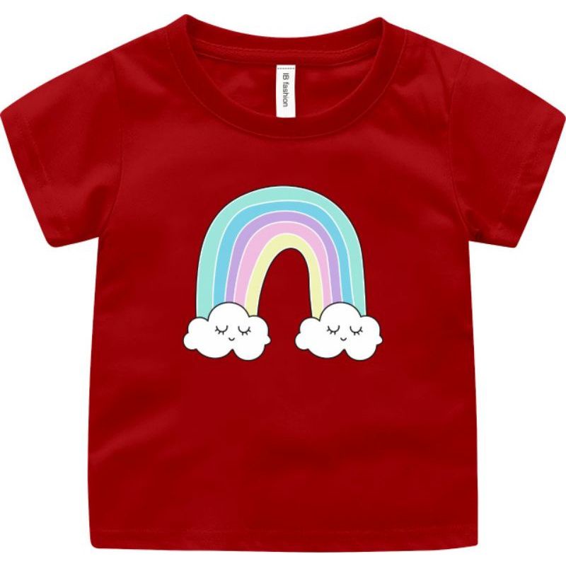 Kaos Anak Cewe Umur 2_15 Tahun Tshirt Baju Anak Perempuan Murah Motif Rainbow Uxlo Fashion