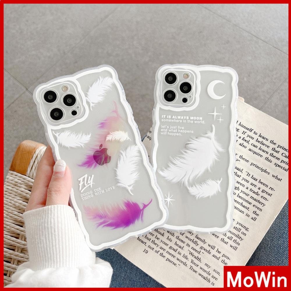 iPhone Case Silicone Soft Case Clear Case Wave Non-Slip Shockproof Camera Full Coverage Protection Purple Feather For iPhone 13 Pro Max iPhone 12 Pro Max iPhone 11 iPhone 7 Plus