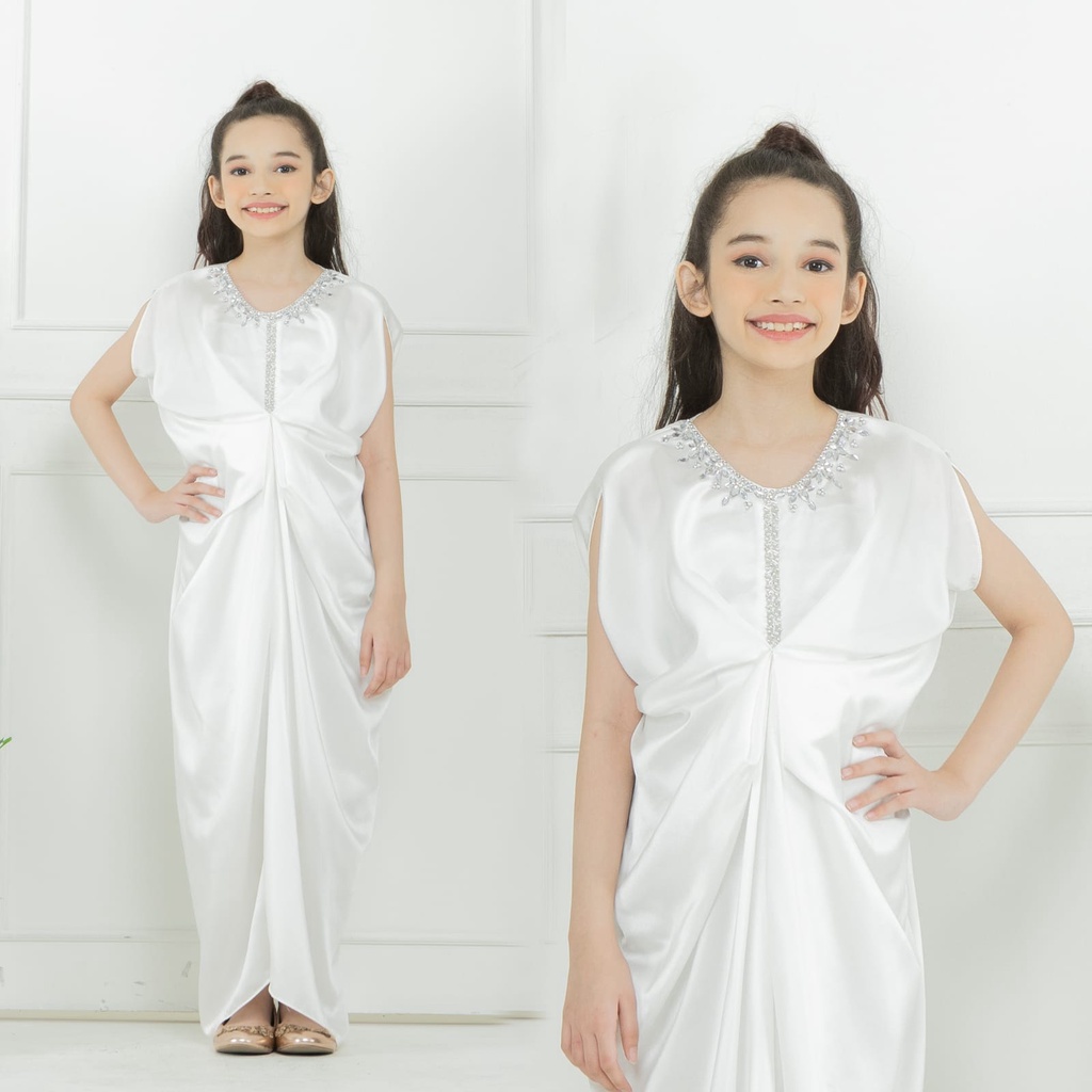 HOPYLOVY Kaftan Anak Perempuan Baju Kaftan Bahan Satin Triana Kid