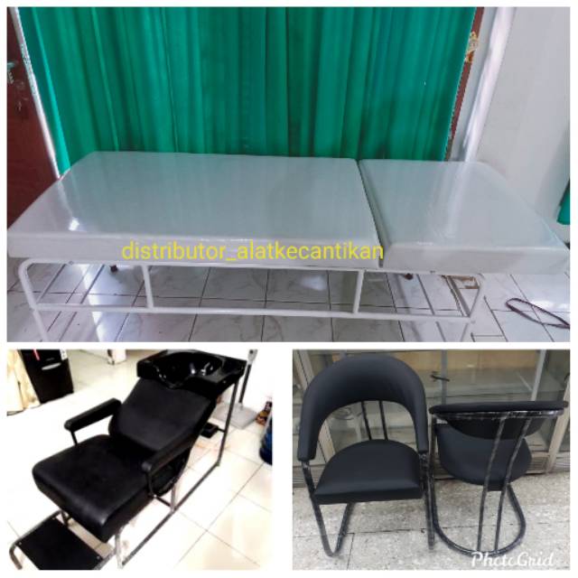 Ranjang facial kursi  keramas  bangku salon  satu set 