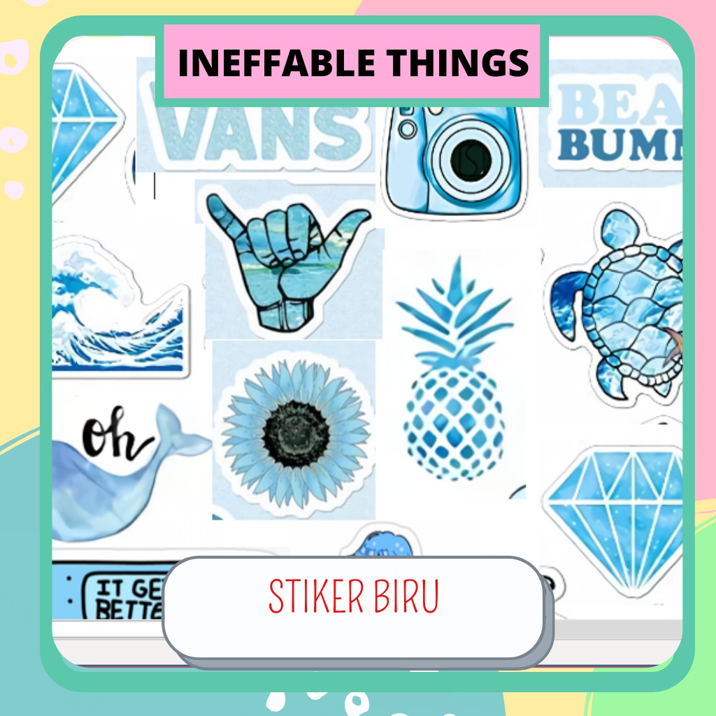 Stiker Vynil Aesthetic Tumblr Random Warna Serba Biru Shopee Indonesia