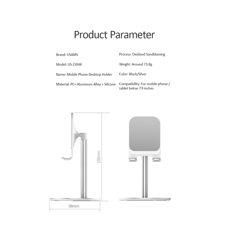 Stand Holder USAMS 360 Dudukan Desktop Hp Handphone Phone Tablet iPad Black Original