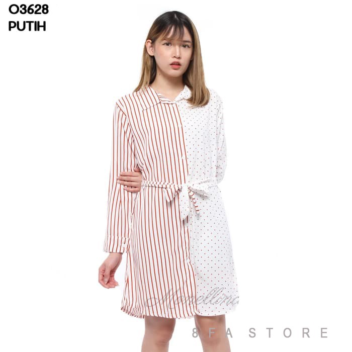 8Fa Store - Nagita Tunik Jumbo Baju Atasan Big Size Wanita Motif Salur Putih / Tunik Remaja