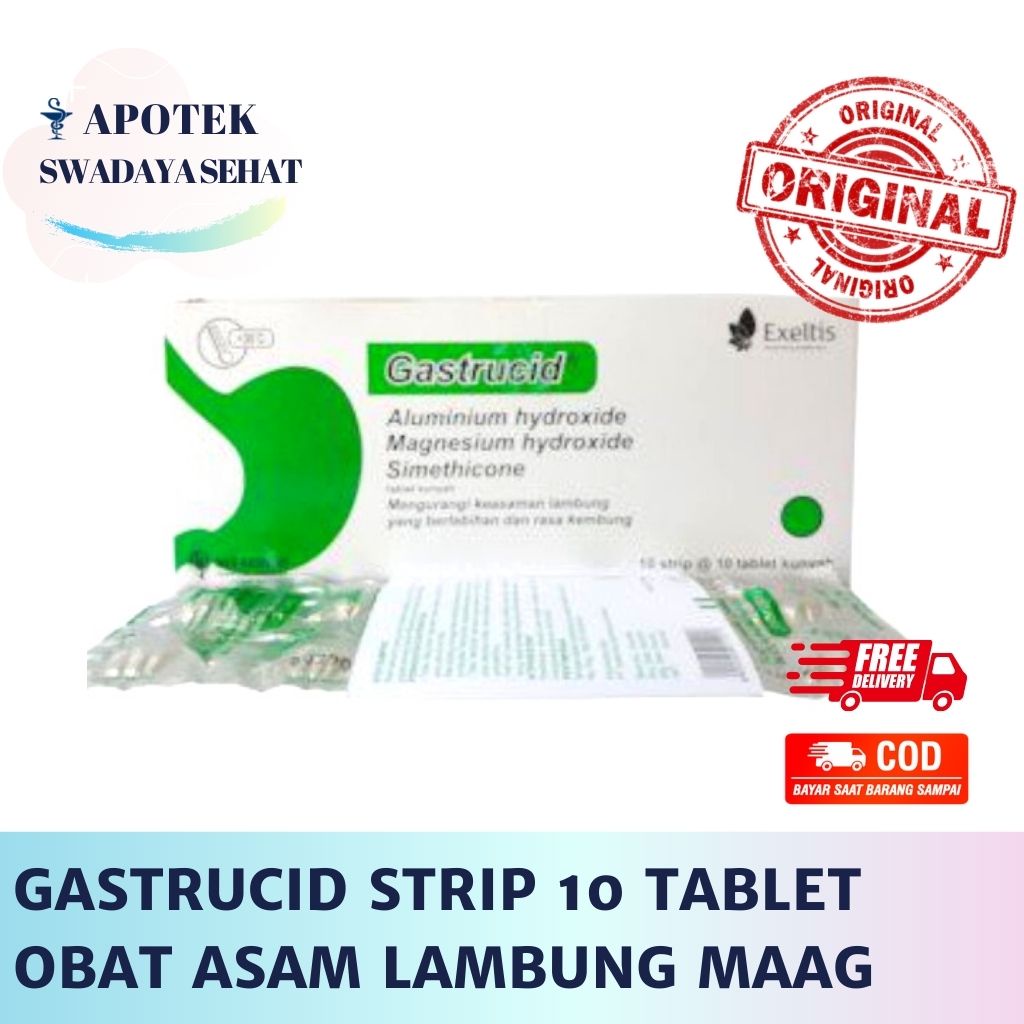 GASTRUCID STRIP 10 Tablet Kunyah - Obat Asam Lambung Maag Nyeri Perut