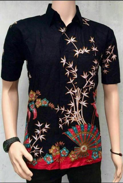 Baju Batik Couple Keluarga Gamis Jumbo Murah Pasangan Modern Muslim | Klyn 009 Cg Kipas Hitam