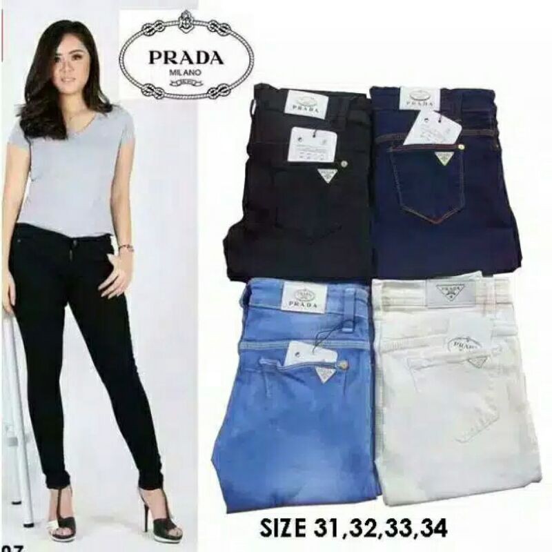 Pradae Jeans skinny Jumbo wanita PROMO warna hitam/Jumbo