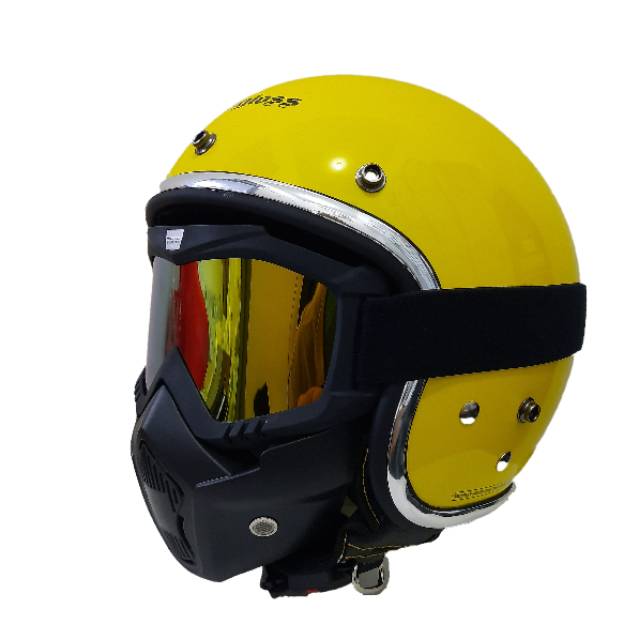 Helm Cargloss Kuning Lemon List Croom Goggle Mask