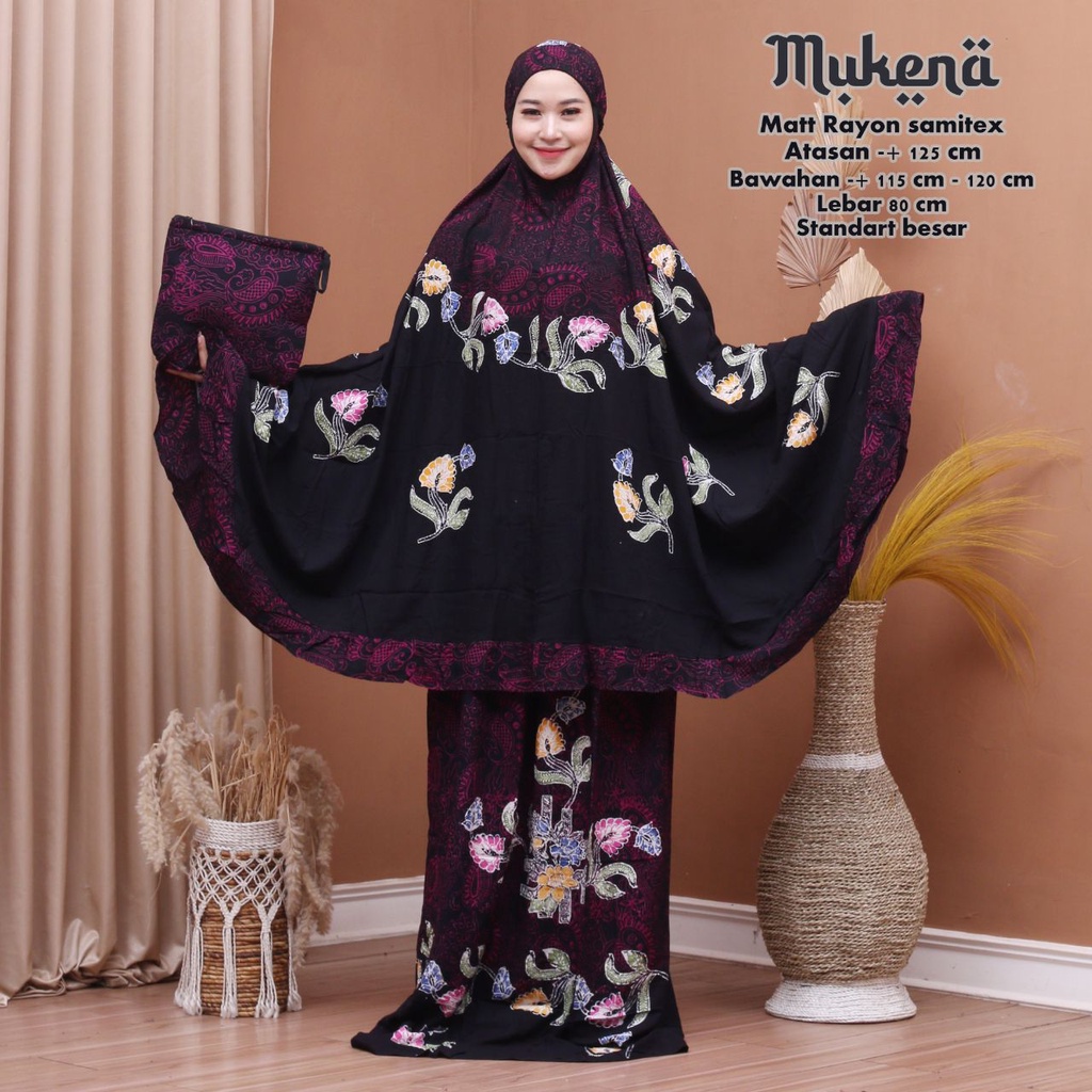 Mukena Batik Cap Encim Asli Pekalongan Bahan Rayon Super Mukenah Dewasa