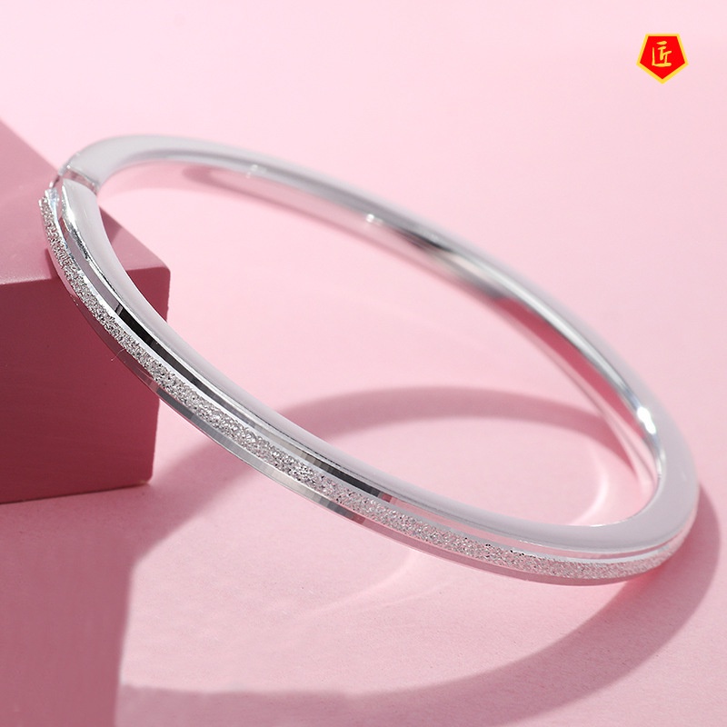 [Ready Stock]Women's Fashion Simple Frosted Square Open Bracelet