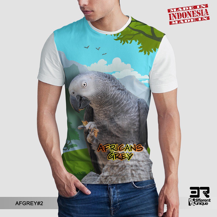 Kaos Print African Grey Parrot View