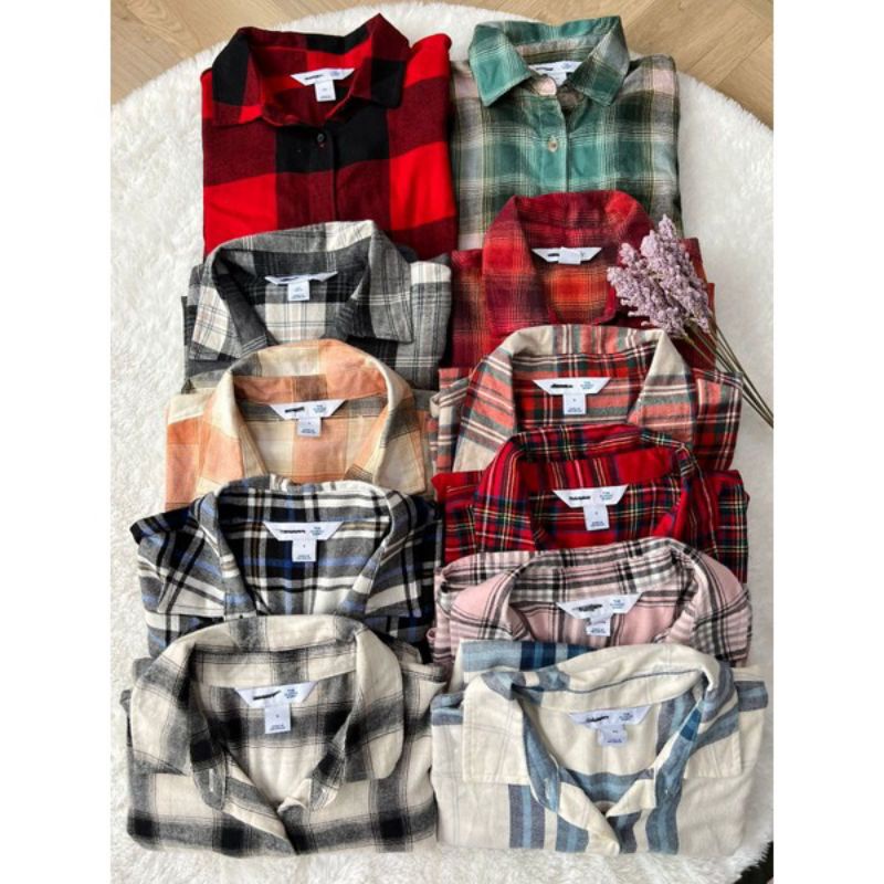 Old Navy Classic Plaid Flannel Shirt - Sisa Produksi/Ekspor