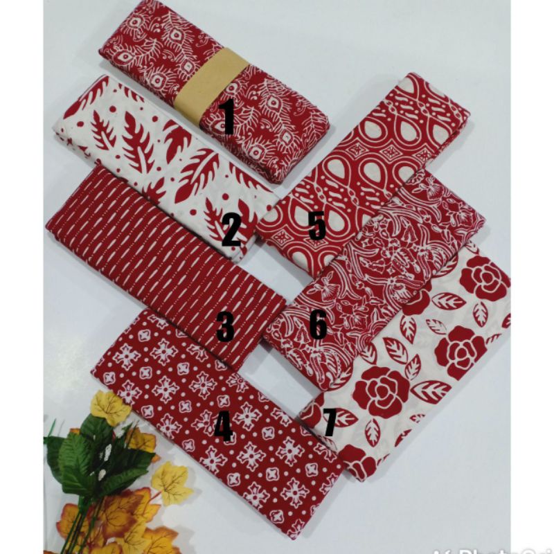 KAIN BATIK CAP WARNA MERAH PUTIH BATIK HALUS CAP HANDMADE