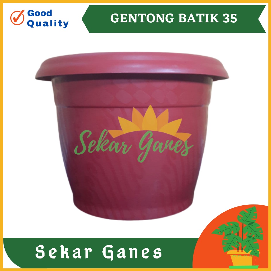 Pot Gentong 35 Batik Coklat Merah Bata Terraccota Terakota Pot Tanaman Plastik Bunga Jumbo Besar Murah Grosir 40 cm