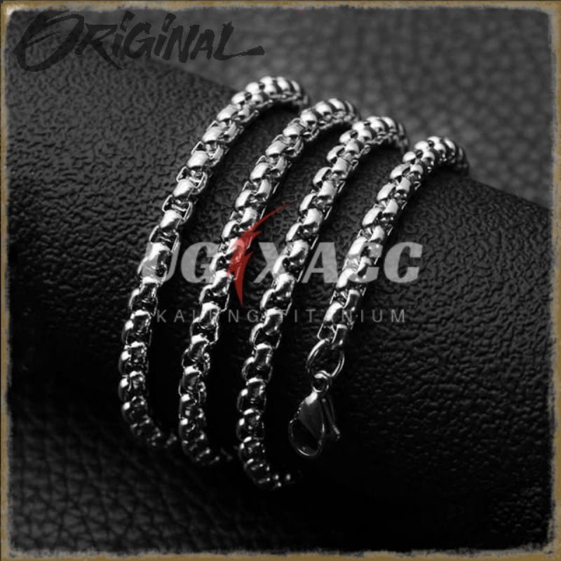 Kalung Rantai MCI Titanium Pria Anti Karat Wanita Silver Perak Model Rolo Kalung Monel Anti Karat Pr
