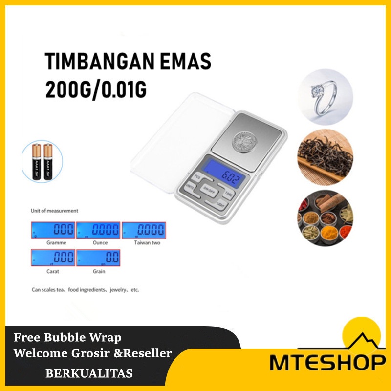 (Original) MTE Timbangan Mini Digital (Emas/Perhiasan/Pocket Scale) Exp Lama Termurah