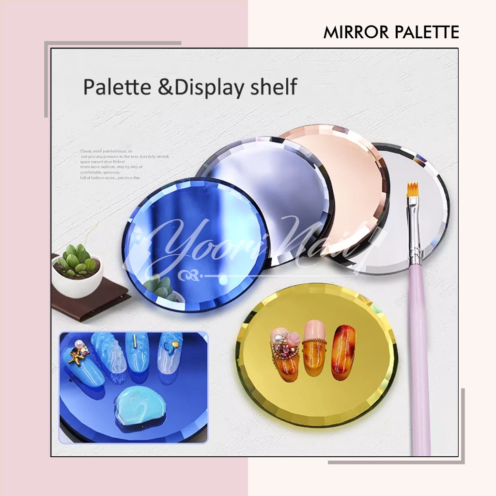 Mirror palette nail art palet mixing painting nail batu display kuku