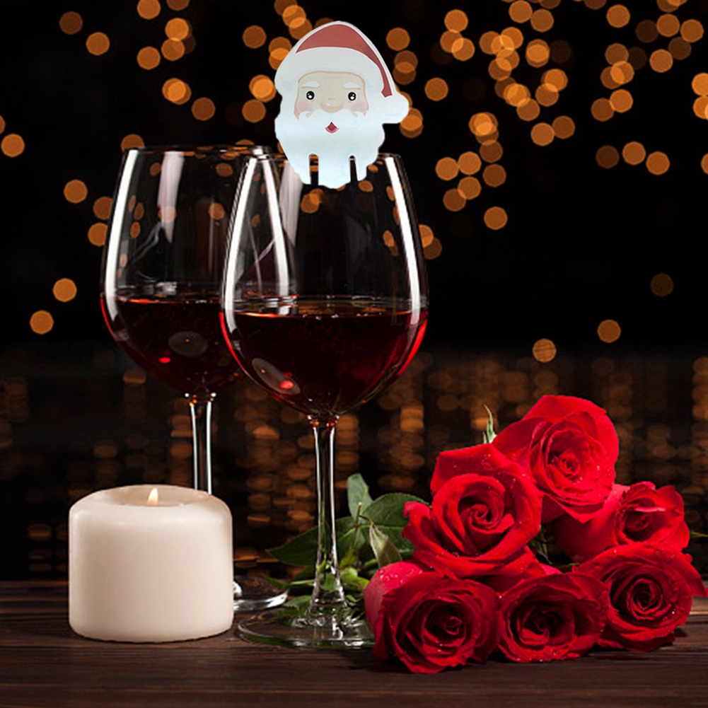 10Pcs/Pack Christmas Decoration For Table Cup Card Xmas Party Supplies Wine Glass Ornament