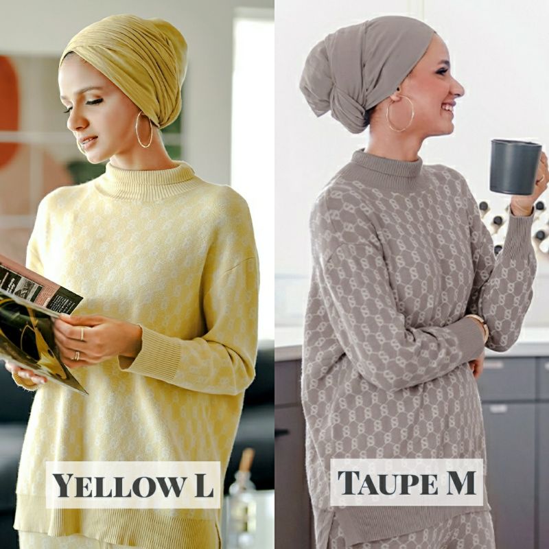 SIGNATURE COMFY SWEATER TAUPE M YELLOW L Benang Jarum
