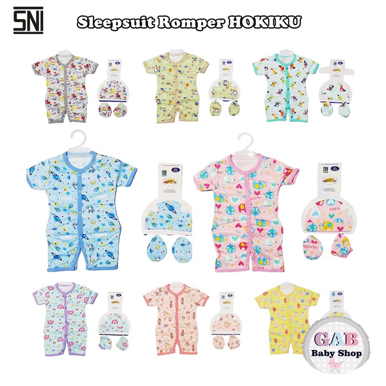 Sleepsuit Jumper Bayi | Romper Set Topi + Sarung Tangan/Kaki SNI HOKIKU