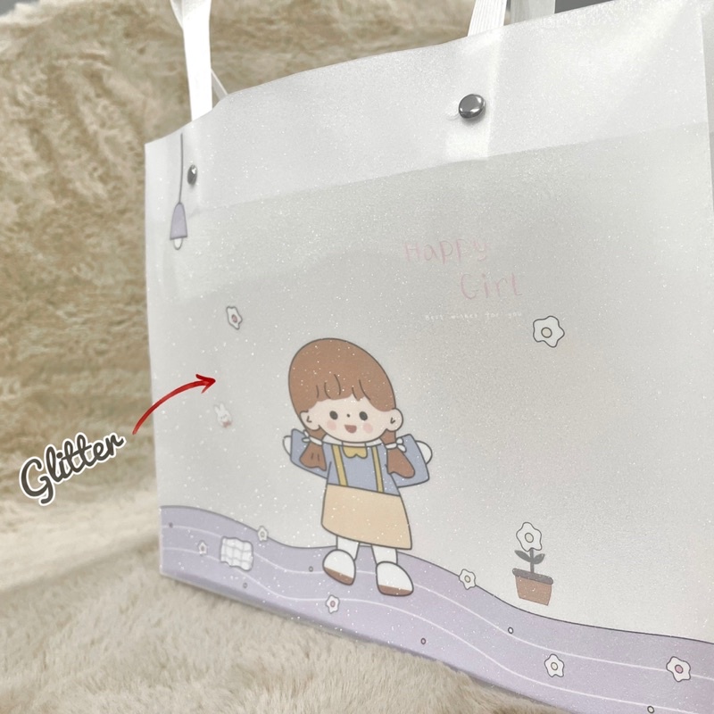 bag mika glitter kilat medium bmm tas kado tas mika plastik kilat chibi medium import