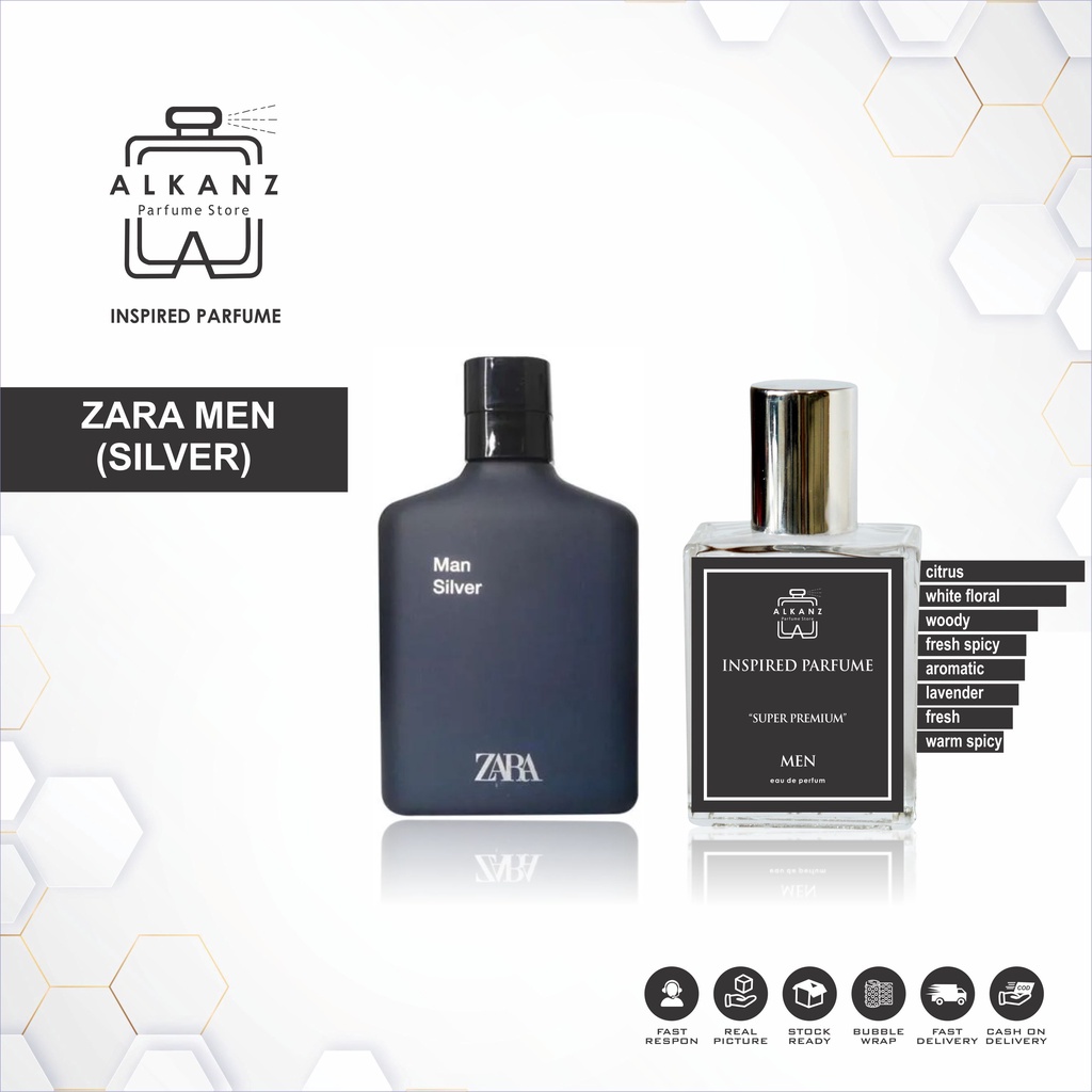 Inspired Parfum Zara Men Silver Parfume Farfum Minyak Wangi Tahan Lama Pria Cowok Laki Laki EDP