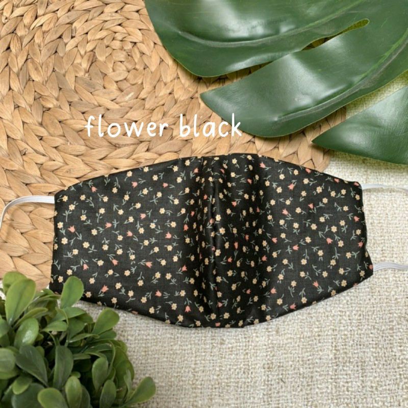 masker kain motif Bunga / masker motif headloop earloop
